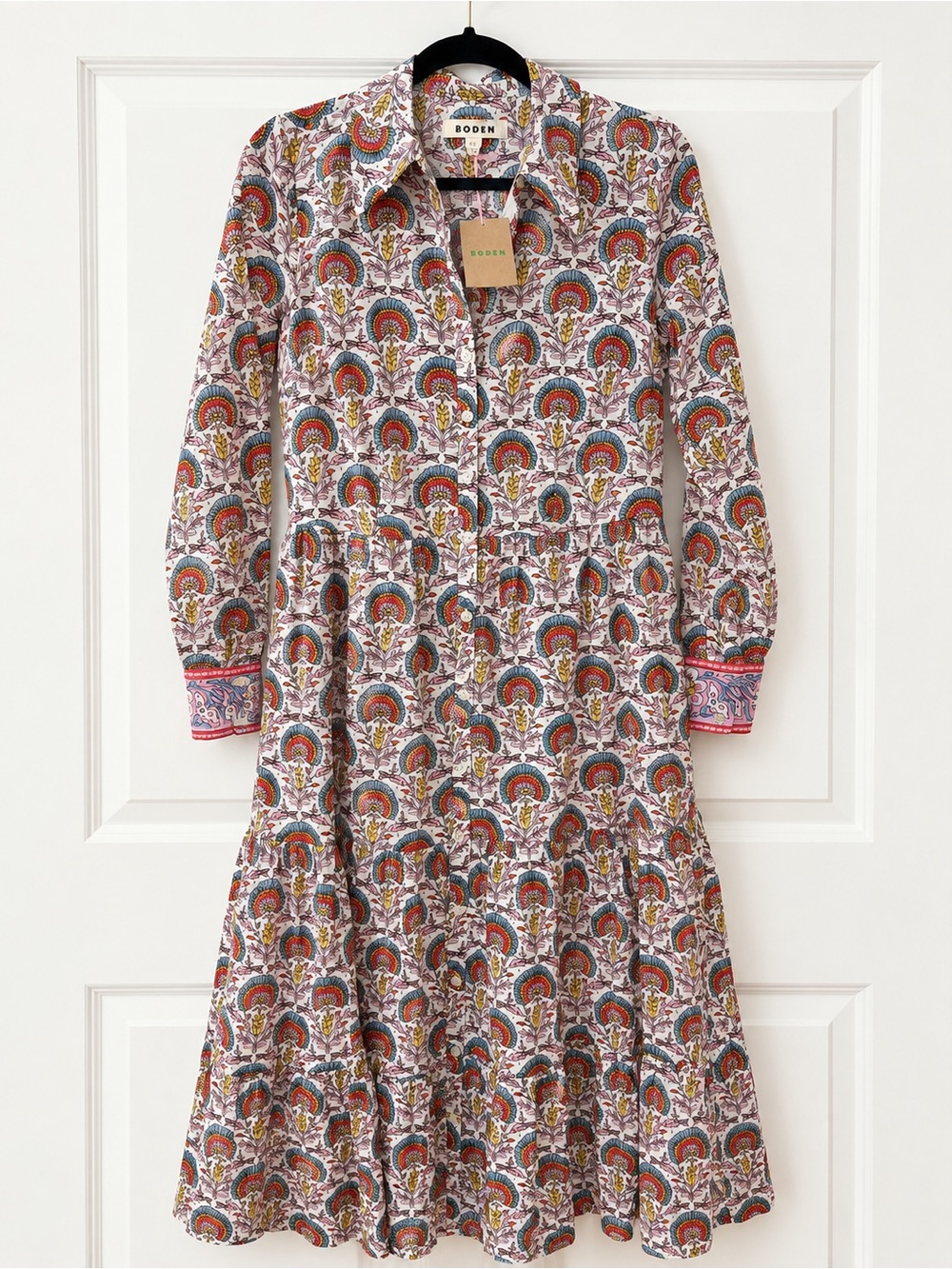 Boden Woman’s Printed Long Sleeve Dress, NWT 100% Cotton